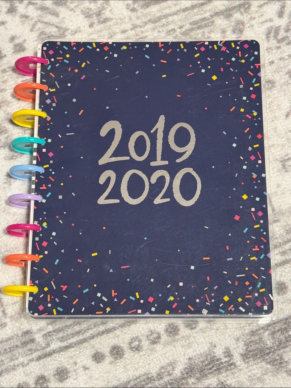 2019-2020 Happer Planner Navy with Rainbow Confetti